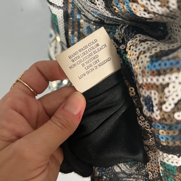 Strapless Sequin Geometric Mini Dress - Picture 7 of 12